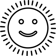 sun icon in emoji shape Cute Cartoon Sun Character Smiling Face Sunshine Rays, and Playful Emotions for Kids’ Summer Design and Positive Vector