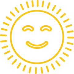 sun icon in emoji shape Cute Cartoon Sun Character Smiling Face Sunshine Rays, and Playful Emotions for Kids’ Summer Design and Positive Vector