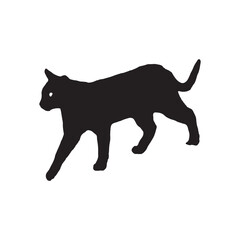 Silhouette of a Walking Cat – Black Cat Vector Illustration on White Background