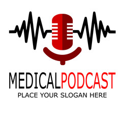 Medical Podcast Logo Design Stethoscope Microphone Stock Vector
