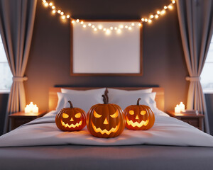 Obraz premium Halloween bedroom decor generative ai