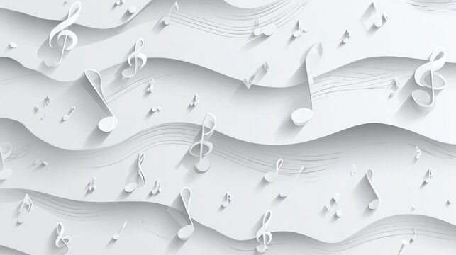 White musical notes on wavy lines