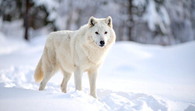 White wolf in snowy forest (1) - Powered by Adobe