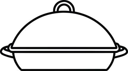 Roast pan with lid line art vector illustration