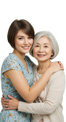Loving Mother Daughter Hugs Portrait Transparent Background PNG