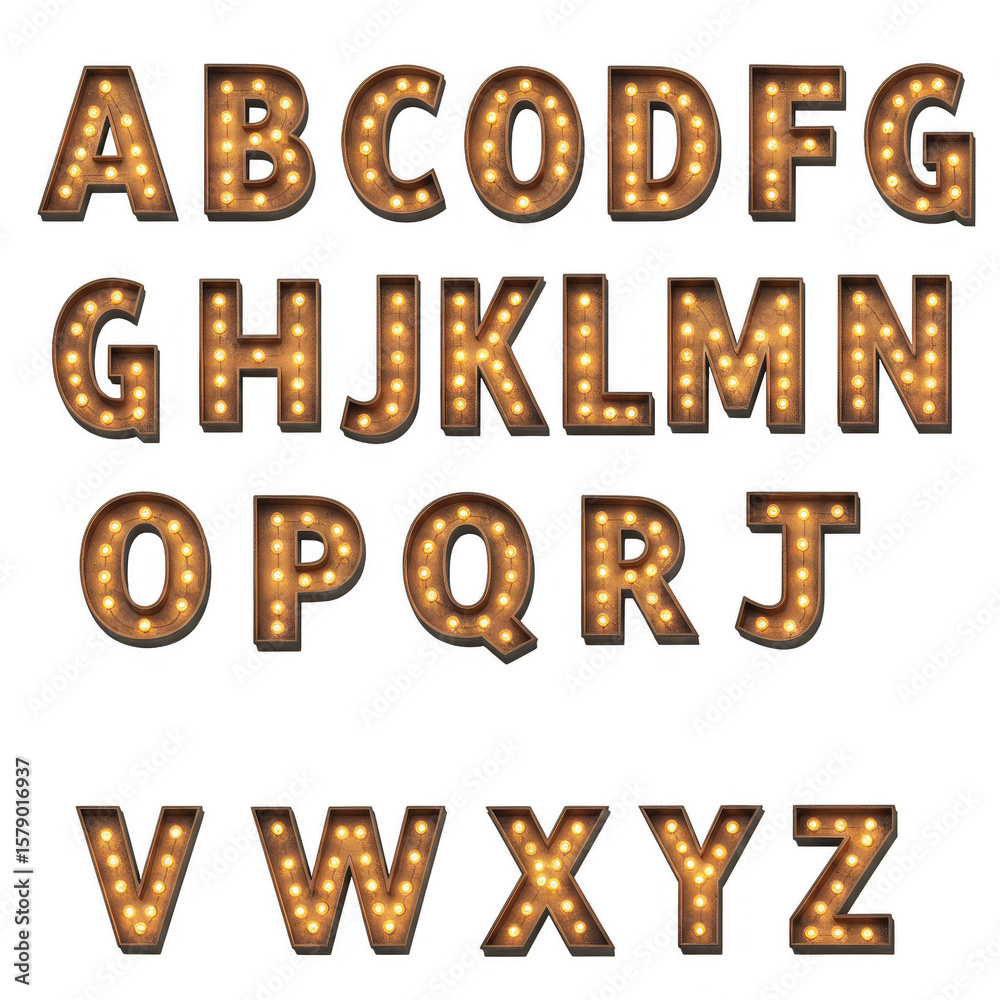 Fototapete marquee letters alphabet typography font text isolated transparent png