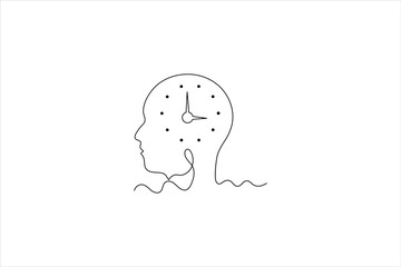 Clock Continuous one line art and alarm clock of isolated outline vector illustration design
