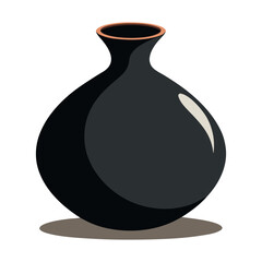 Elegant black ceramic vase illustration with simple glossy design perfect for home decor and art