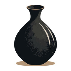 Elegant black pottery vase illustration with a minimalist style for design and decorative purposes