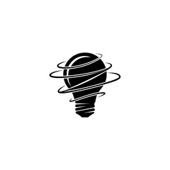 Black Light Bulb Silhouette with Abstract Motion Lines &ndash; Minimal Vector Design