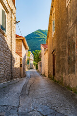 Narrow alley in the old town of Kotor, Montenegro