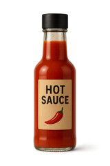 Hot sauce bottle with transparent background displaying spicy condiment