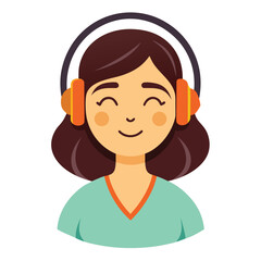 Obraz premium A smiling woman wearing headphones and enjoying music, expressing joy and relaxation.