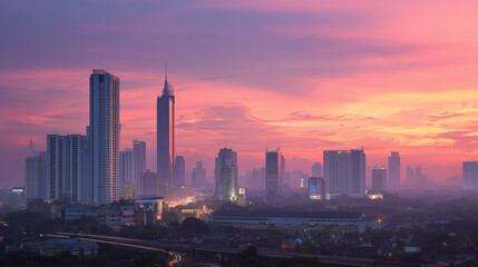 Obraz premium Jakarta skyline at dusk