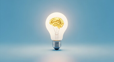 Bright Idea Concept: Brain Filament Inside Light Bulb