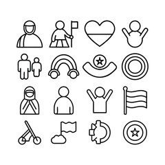 Line Icon Pack for Children, Celebration, Inclusion, Joyful Child Activity Symbols, Editable Kids and Family Icon Set