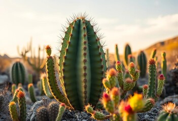 Resilient desert cactus thrives under harsh sun, image, survival
