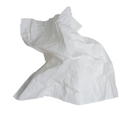 The Photo of used tissue paper placed on a dining table isolate on white