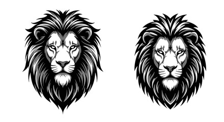 Powerful Black and White Lion Head Portrait, Majestic and Detailed