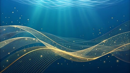 Underwater Scene Sparkling Ocean Waves Sunbeams and Underwater Particles Background