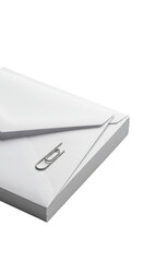 Stack of White Envelopes Securely Fastened with Clip Isolated PNG