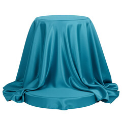 Turquoise Silk Cloth Covered Cylinder Podium Stage Illustration