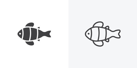 Clown fish icon. collection of editable stroke line and solid flat styles.
