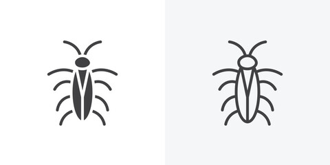 Cockroach icon. collection of editable stroke line and solid flat styles.