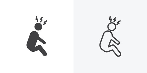 Depression icon. collection of editable stroke line and solid flat styles.