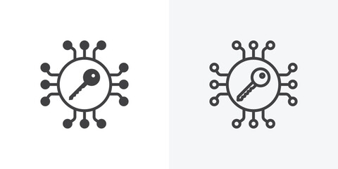 Obraz premium Digital key icon. collection of editable stroke line and solid flat styles.