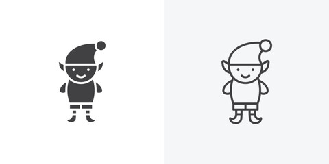 Elf icon. collection of editable stroke line and solid flat styles.