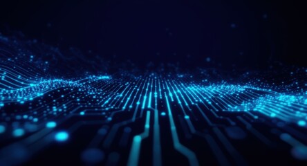 Abstract Circuit Board Pattern with Deep Blue and Turquoise Hues