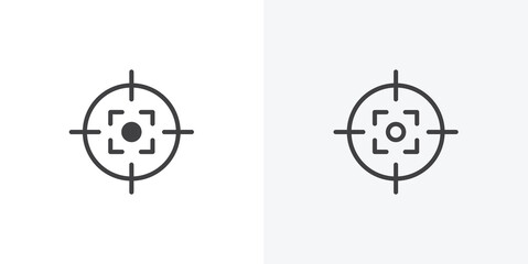 Gun target icon. collection of editable stroke line and solid flat styles.