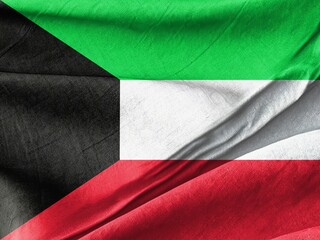 Waving Kuwaiti Flag Against a Gentle Breeze