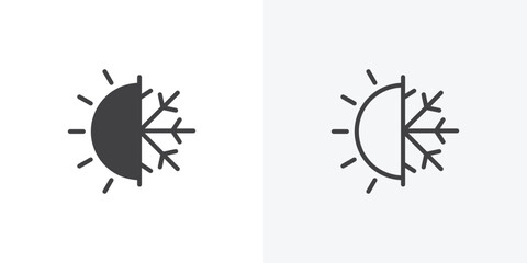 Hot and cold icon. collection of editable stroke line and solid flat styles.