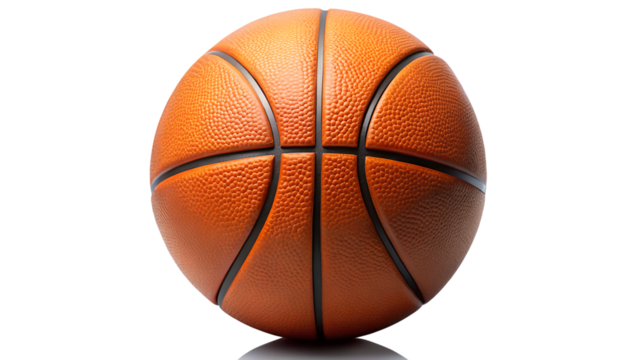 A classic orange basketball with black lines, ready for a game, isolated on transparent background