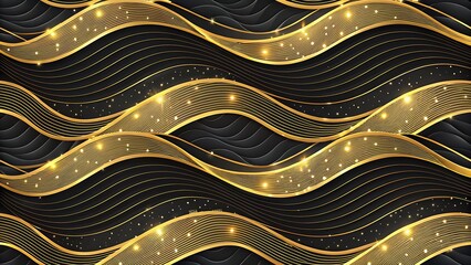 Luxury Gold Wave Pattern Elegant Dark Background Texture