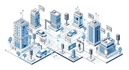 Smart City Isometric Illustration | Futuristic Urban Technology Network