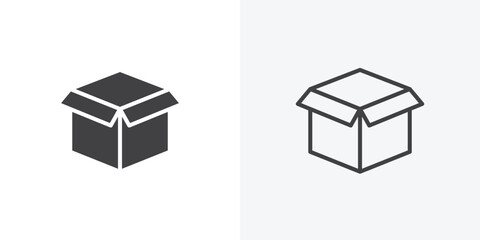 Open box icon. collection of editable stroke line and solid flat styles.
