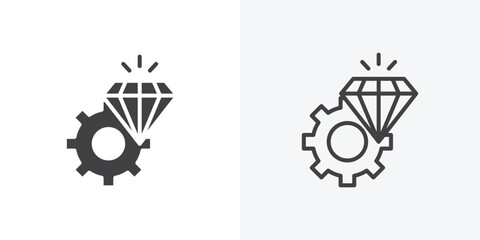 Operational excellence icon. collection of editable stroke line and solid flat styles.