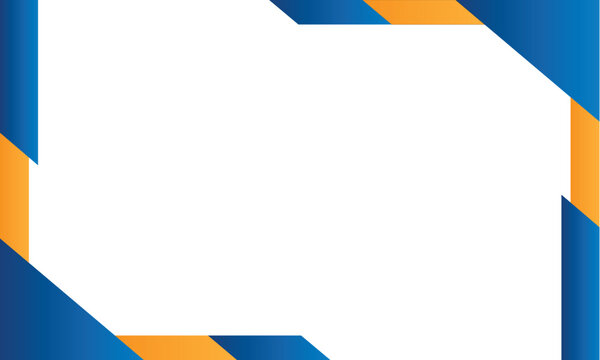 Modern geometric frame with dynamic blue and orange diagonal borders on a white background. Ideal for banners, presentations, certificates, or digital flyers. Clean and professional abstract layout. - Powered by Adobe