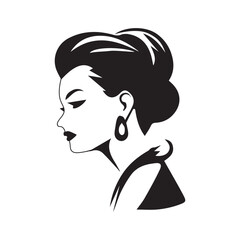Cameo vector silhouette, black color isolated on white background. Vector illustration