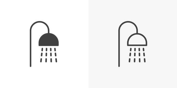 Shower Head icon. collection of editable stroke line and solid flat styles.