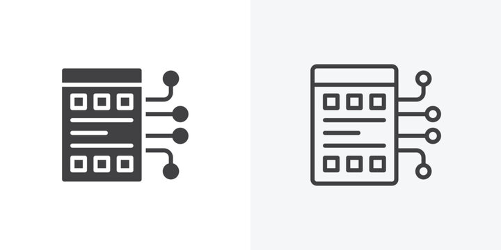 Smart contract icon. collection of editable stroke line and solid flat styles.