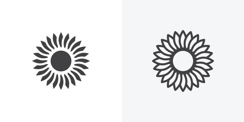 Sunflower icon. collection of editable stroke line and solid flat styles.