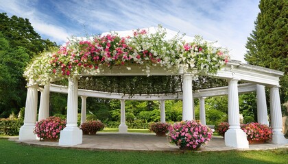 Obraz premium ornate floral display under a white pergola