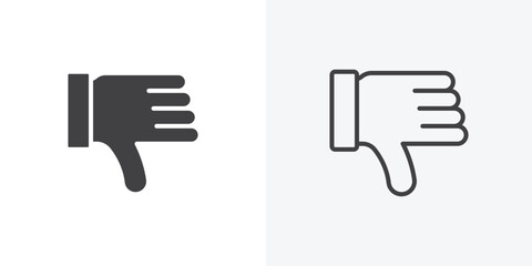 Thumb down icon. collection of editable stroke line and solid flat styles.