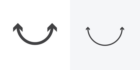 Two side icon. collection of editable stroke line and solid flat styles.