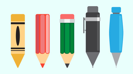 Flat Design Collection of School Writing Tools
