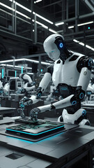 Humanoid Robot Performing Precision Engineering on Electronic Components in a Smart Factory: A Futuristic Glimpse into AI-Driven Manufacturing and Industrial Automation